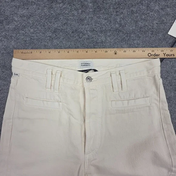 Citizens of Humanity Gaucho Trousers Pants Women's 28 Ivory Wide Leg NWT *Marks - Picture 15 of 16
